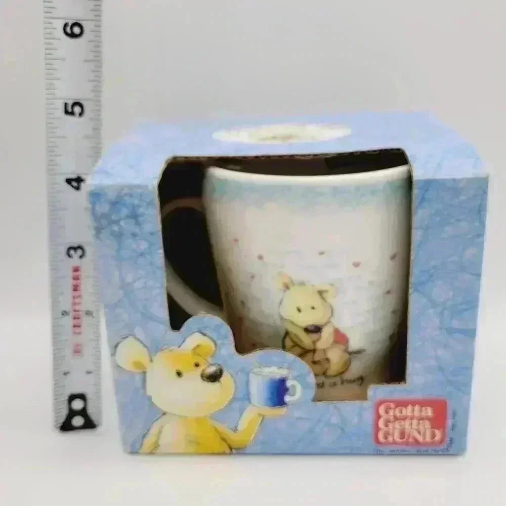 RARE NEW GOTTA GETTA GUND NEWTON'S LAW 12 OZ "I NEED A HUG" BEAR RED HEARTS MUG - Picture 6 of 7